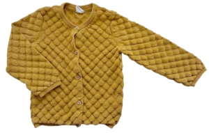 H&M karrygul langærmet finstrikket cardigan str. 92