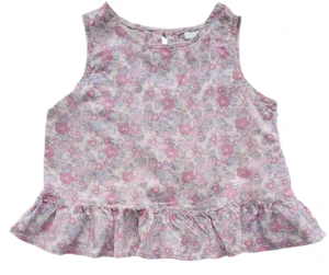 Kappahl rosa blomstret tynd ærmeløs bluse str. 110