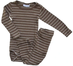 Name it brunt rib sæt med lyse striber str. 80-86
