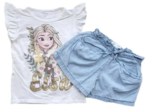 Zara tynde denimshorts og Name it hvid bluse str. 104