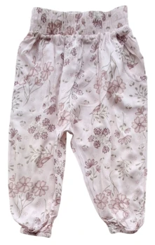 Fixoni lyserøde blomstrede tynde bukser str. 74