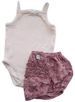 Wheat småblomstrede bloomers og rosa body str. 74