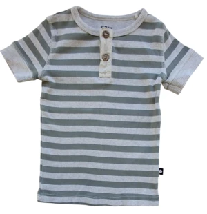 Pomp de lux grå og grøn stribet rib T-shirt str. 98