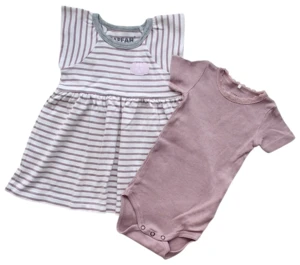 Papfars stribet kjole og Name it rosa body str. 68