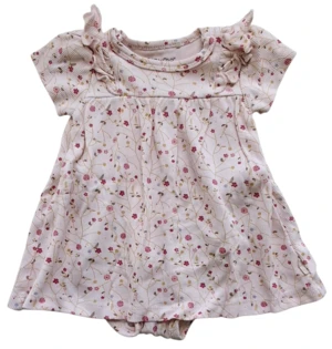 Minymo rosa småblomstret rib body-kjole str. 62