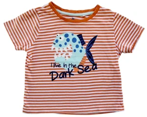 Lupilu hvid og orange stribet T-shirt str. 98-104
