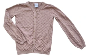 VRS rosa finstrikket cardigan med lange ærmer str. 122
