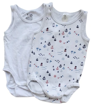 H&M og VRS to hvide ærmeløse bodys str. 74
