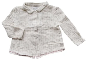 Zara råhvid langærmet muslin bluse str. 86