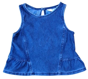 H&M blå denim ærmeløs top str. 110