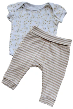 Be kids kortærmet hvid body og H&M bukser str. 68