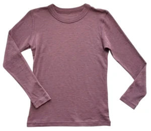 808 mørk rosa langærmet uld bluse str. 134-140