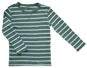 H&M grøn og hvidstribet langærmet bluse str. 110-116