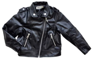 H&M sort læder-look langærmet jakke str. 98