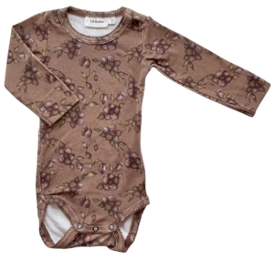 Lil'Atelier brun langærmet blomstret body str. 62
