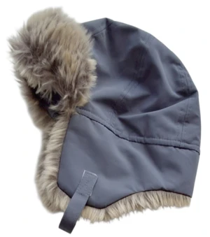H&M grå varm fleece og pels hue str. 98-104
