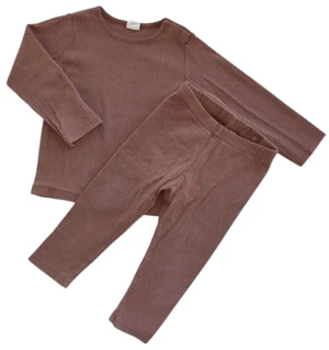 H&M brun langærmet rib sæt str. 86