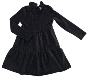 VRS sort langærmet velour kjole str. 98-104