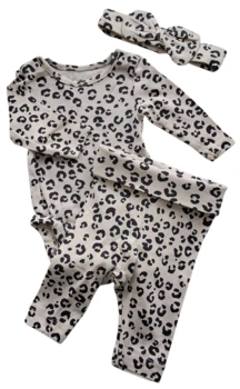 H&M beige babysæt med sort dyreprint str. 50