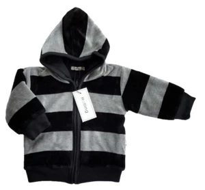 Ny Halling sort/grå varm blød velour jakke str. 62